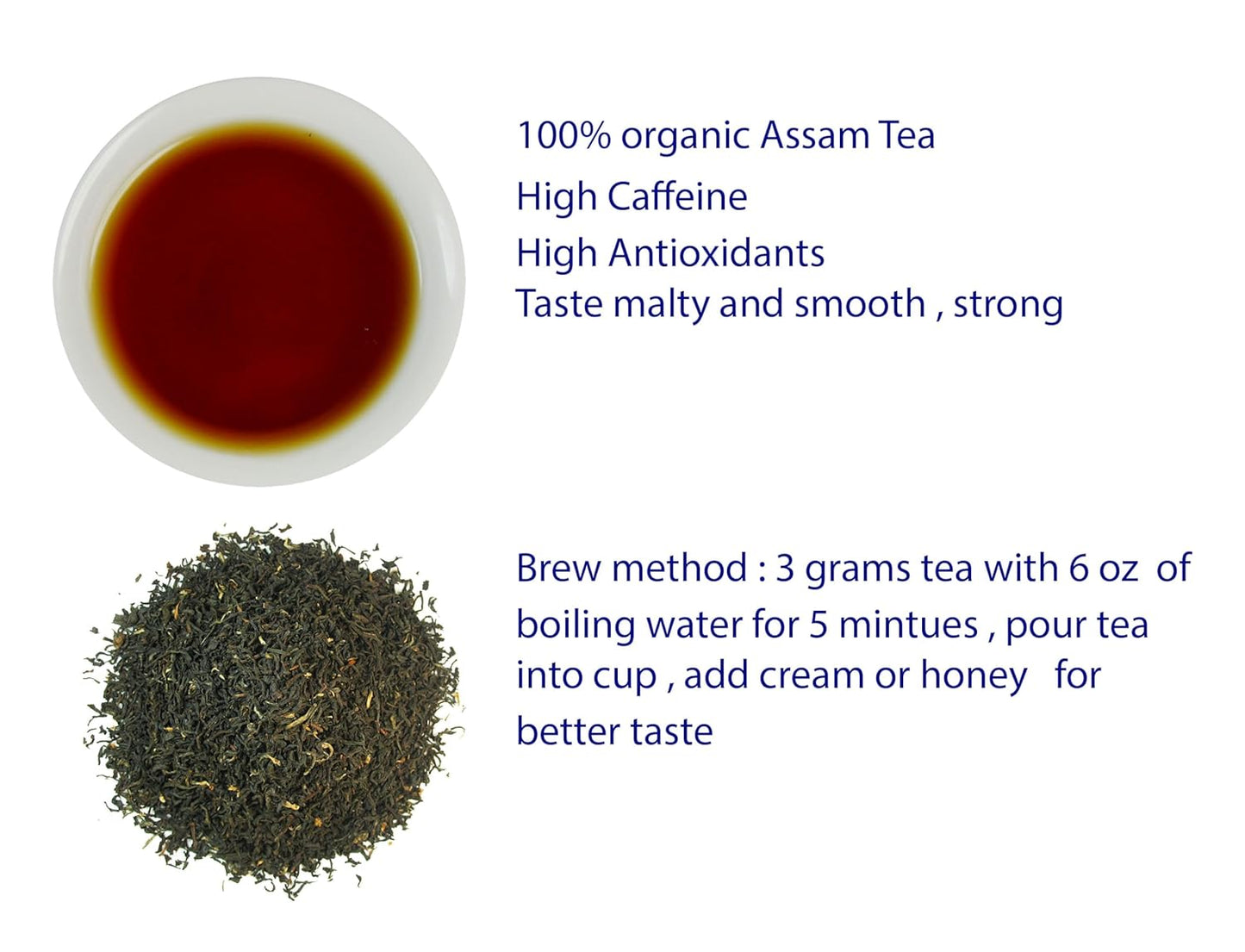Greenhilltea, Assam TGFOP Black Tea with Tippy Flowery Malty Premium Black Tea Loose Leave Tea 1 LB