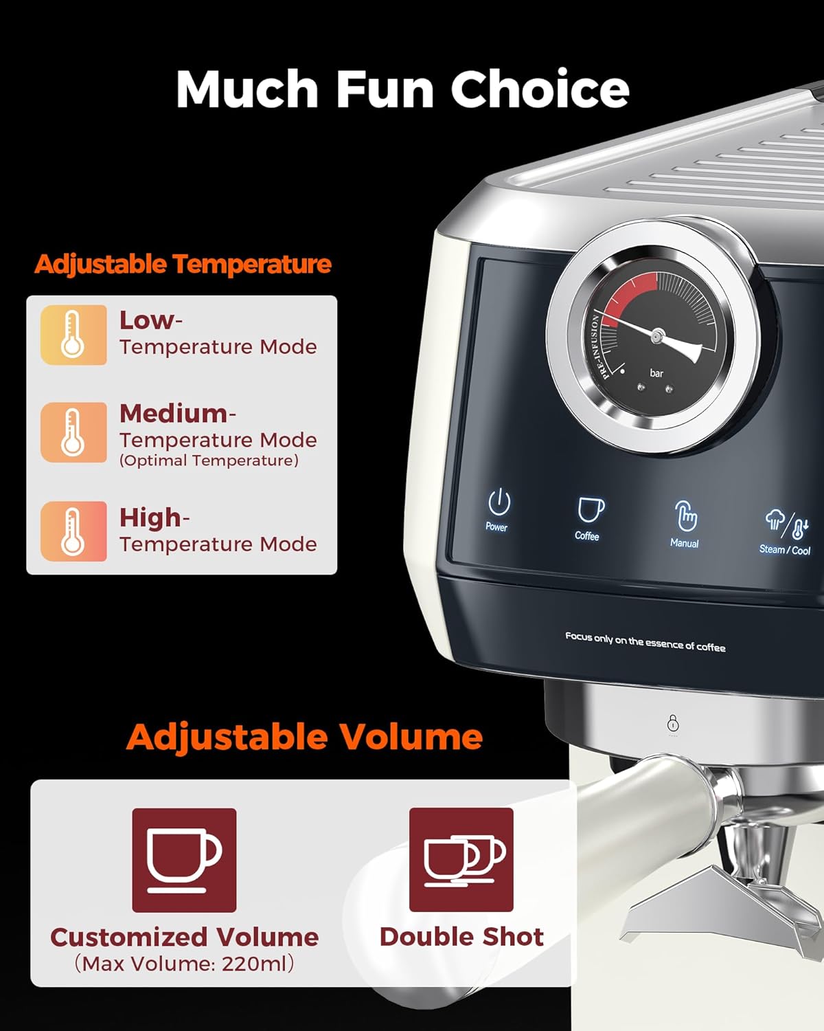 Tuni E2 58mm Espresso Machine 20Bar Espresso Maker, ๐๐ฎ๐๐ฅ ๐๐จ๐ข๐ฅ๐๐ซ Coffee Maker with 10mm Steam Milk Frother, Semi-automatic Coffee Machine with UKLA Pump for Espresso, Gift for Coffee Lover