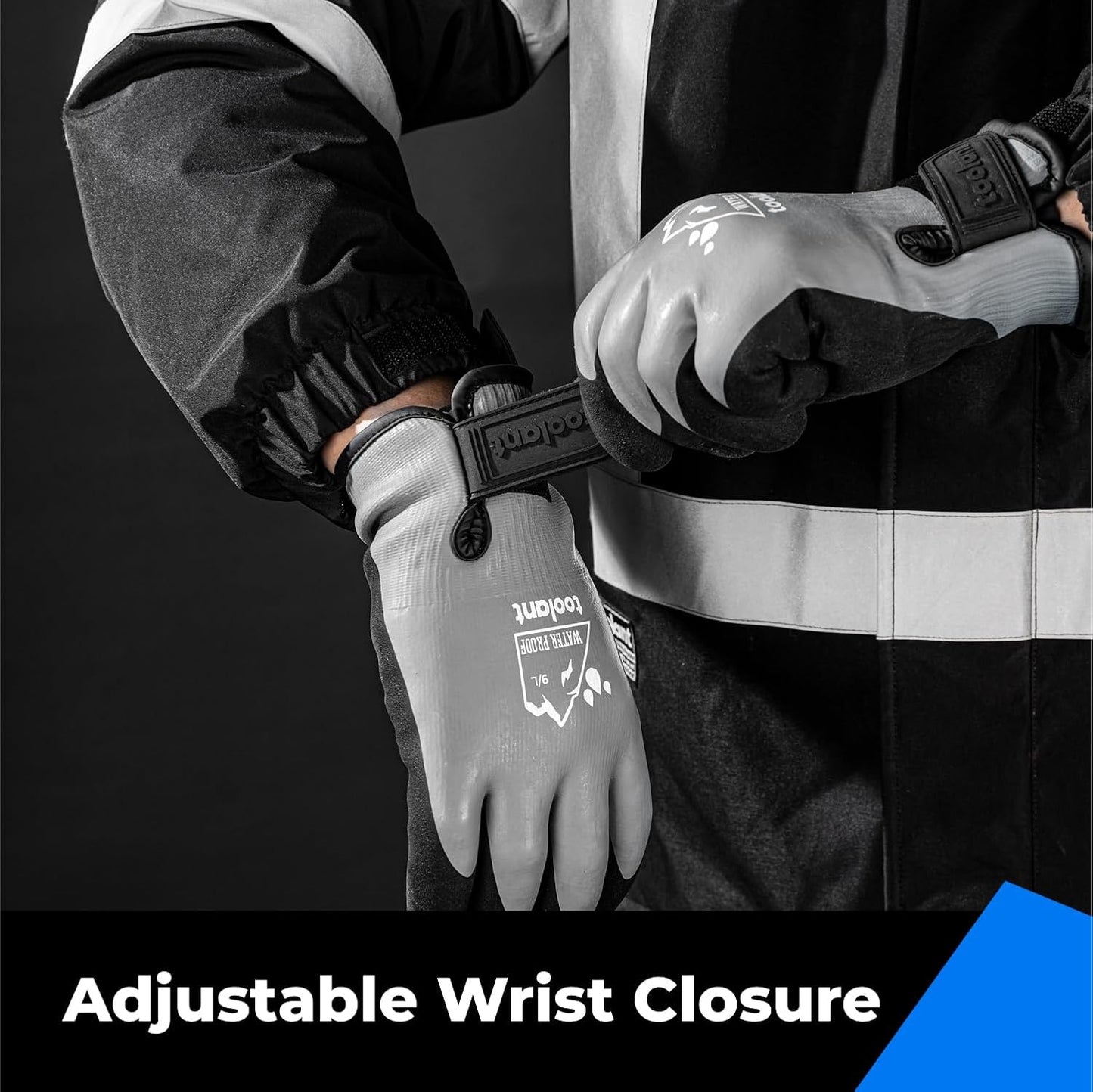 100% Waterproof Gloves for Men and Women, Winter Work Gloves for Cold Weather, Touchsreen, Thermal Insulated Freezer Gloves, With Grip, Grey, Medium