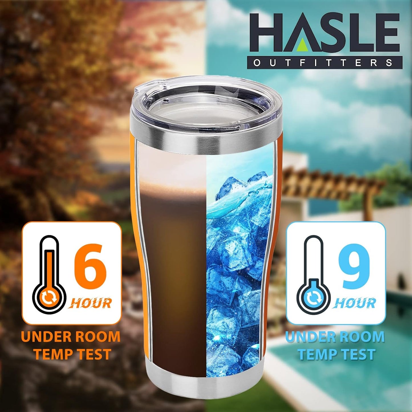 HASLE OUTFITTERS 20 oz Tumbler Bulk, Stainless Steel Tumblers with Lid, Vacuum Insulated Tumbler, Double Wall Powder Coated Cup, coffee mugs, Orange, 1 Pack