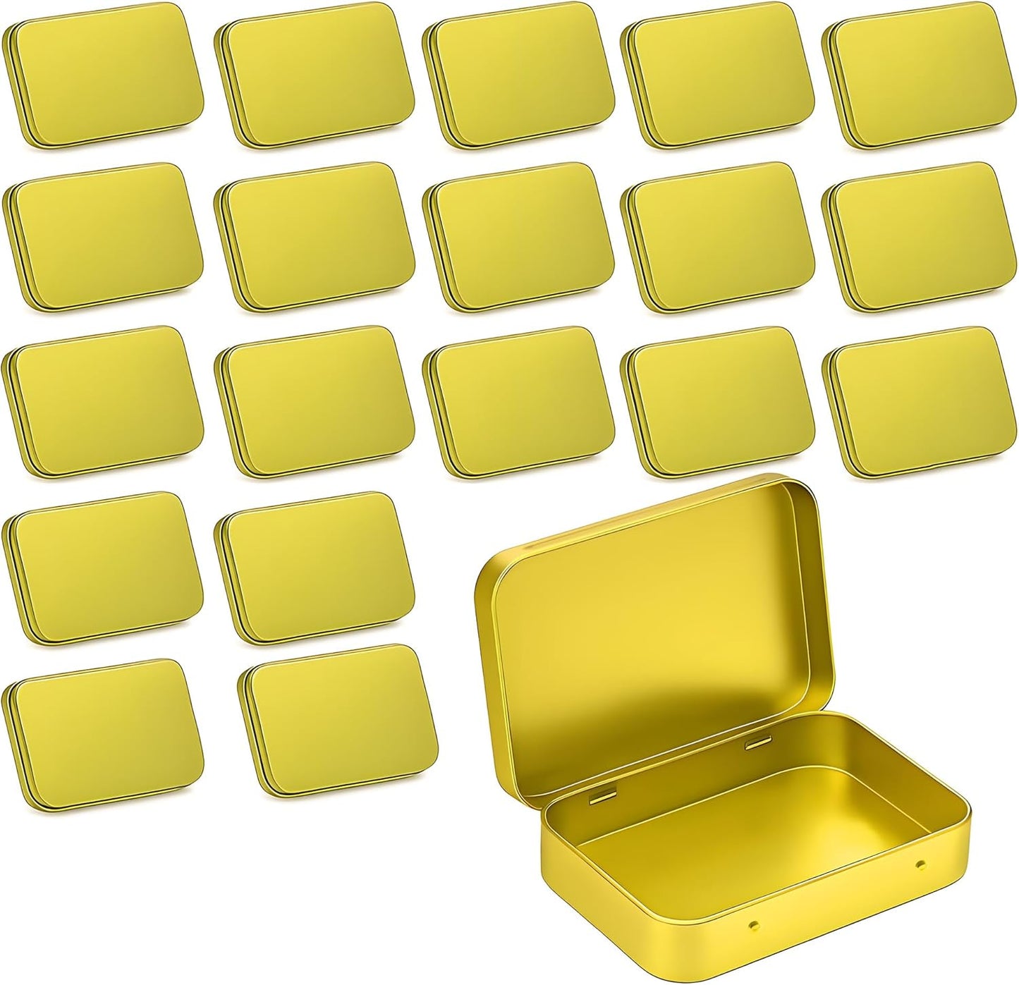 Small Metal Box With Lid-Cookie Tins Metal Tins With Lids Lens Wipes Storage Container Mini Portable Box,Empty Hinged Tin,For Organize Mint Candy Jar,Sewing (Golden, 20 Pcs 3.7" x 2.4" x 0.8")