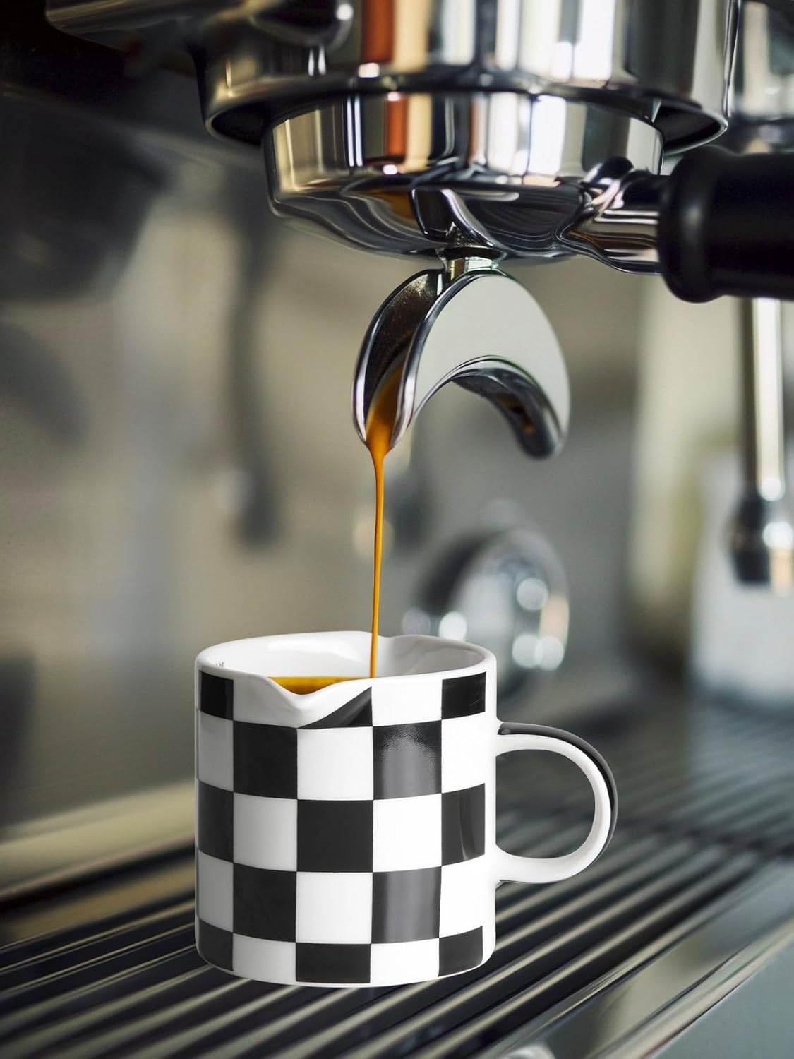 Espresso Cups, 5 OZ Ceramic Double Spouts Cups, Espresso Shot Cup with Handle and Measuring, Small Coffee Mugs Accessories for Espresso Machine Set Suitable for Milk Syrup