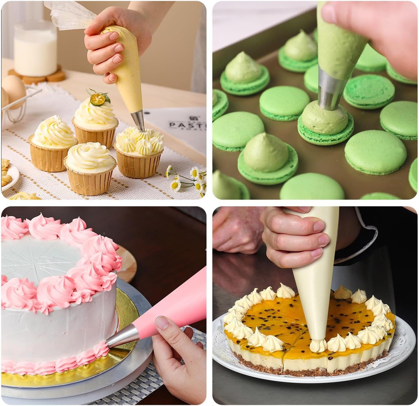 16 Inch Thick Disposable Piping Bags, 100PCS Anti Burst Pastry Bags for Cake Decorating Cream Frosting and Baking Supplies, Tipless Piping