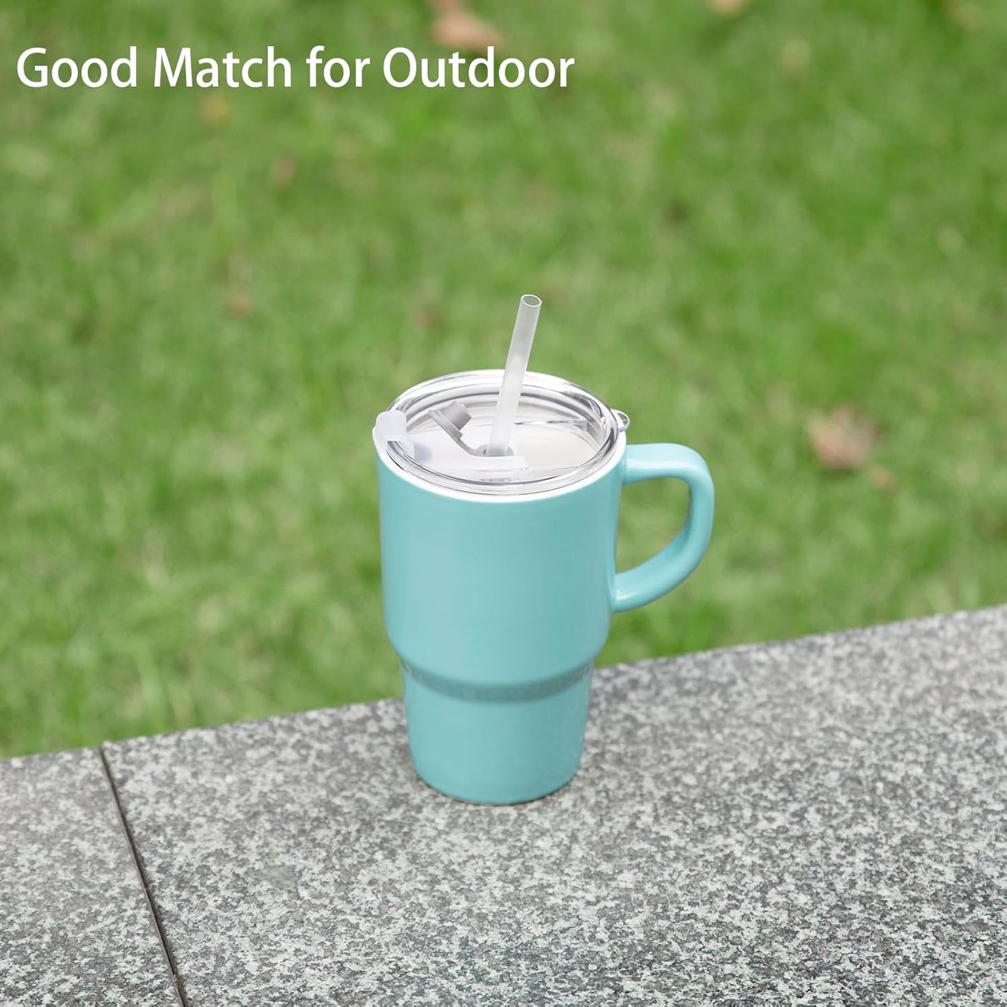 Sweejar Ceramic Travel Mug with Lid, 16 oz Portable Coffee Mug, Dishwasher Safe Tea Cup with Infuser, Reusable Teacup for Car Cup Holder, Tea Lovers(Turquoise)