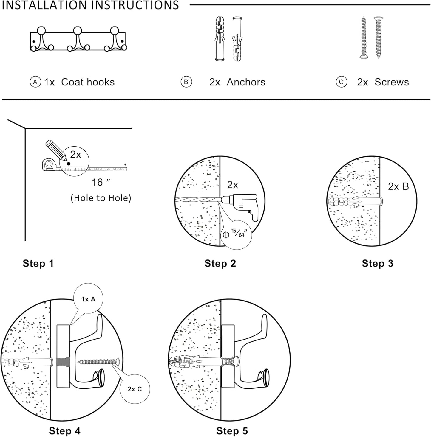 SKOLOO 17-Inch Wood Burnt Coat Rack Wall Mount with 3 Triple Hooks - Ideal for Family Entrances, Classrooms, and Pet Supplies Storage - Perfect Coat Hooks for Wall