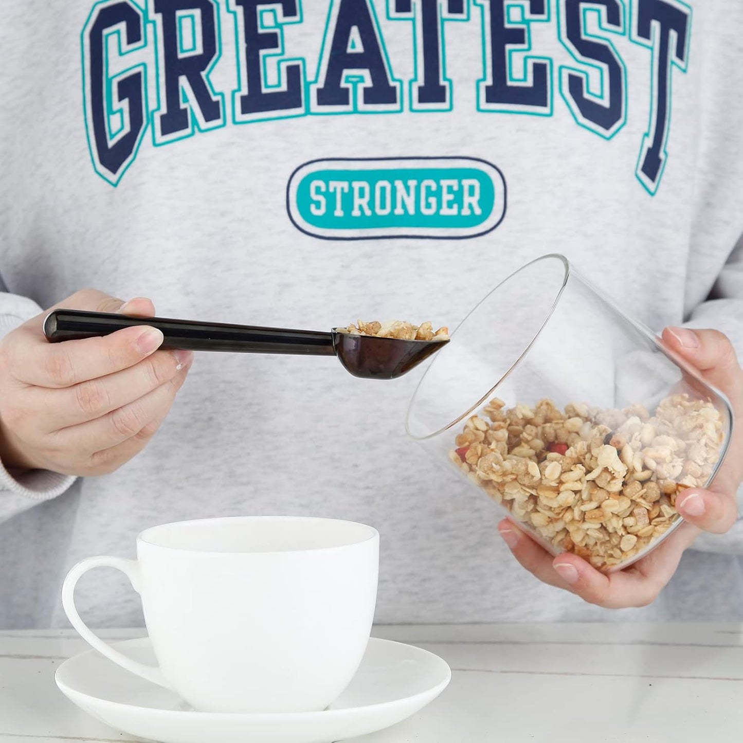 Easyworkz Stainless Steel Long Hollow Handle Coffee Scoop,7g Measuring Spoon for Ground Coffee and Loose Leaf Tea, Gunmetal Black