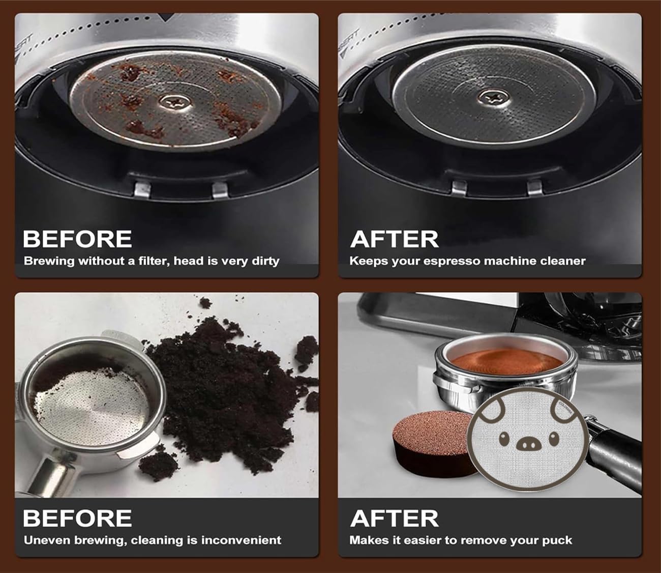 58mm Espresso Accessories Kit, Dosing Funnel and Puck Screen Set, Magnetic Coffee Funnel, 58.5mm Reusable Espresso Puck Screen, Espresso Tools(Panda)