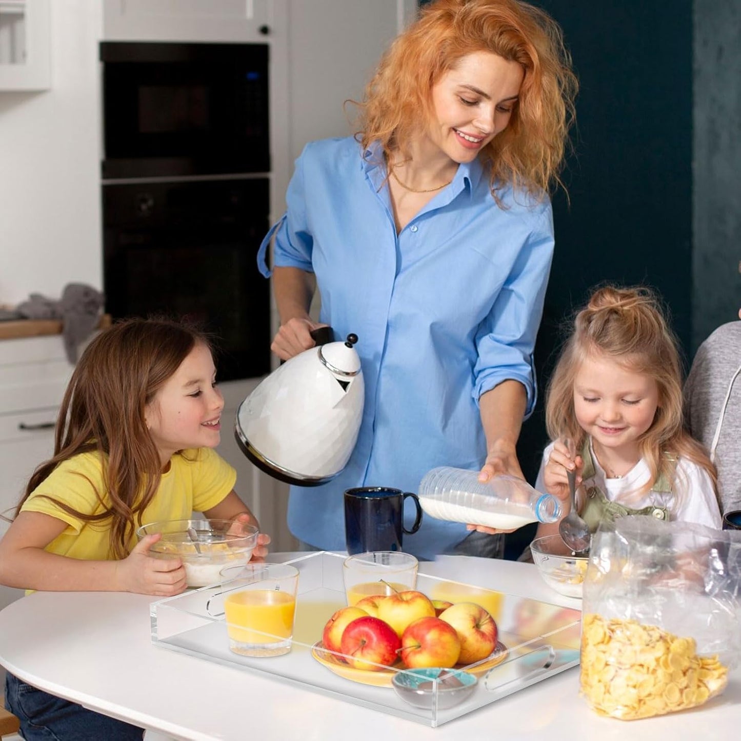Acrylic Organizer Tray with Handles - Bed Table, Lucite Organizer for Bench, Coffee Table, Countertop, Kitchen, Bathroom, Living Room, Powder Room