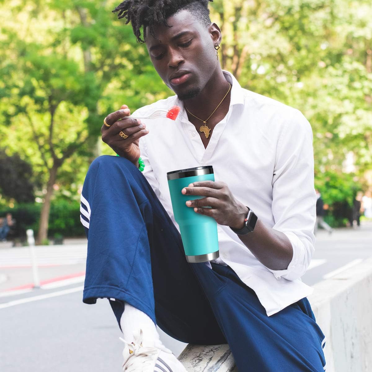 HASLE OUTFITTERS 30oz Stainless Steel Tumbler, Double Wall Vacuum Insulated Travel Mug Tumbler, Durable Insulated Coffee Mug, Gift Box Set (Light Green, 8)