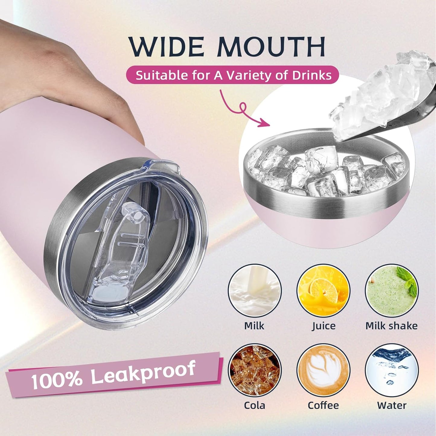 MEZMUT 1 Pack 20oz Insulated Coffee Tumbler with Lid and Straw Double Wall Vacuum Insulated Cup Stainless Steel Travel Mugs Leakproof Powder Coated Tumbler for Indoor Outdoor(Lavender)