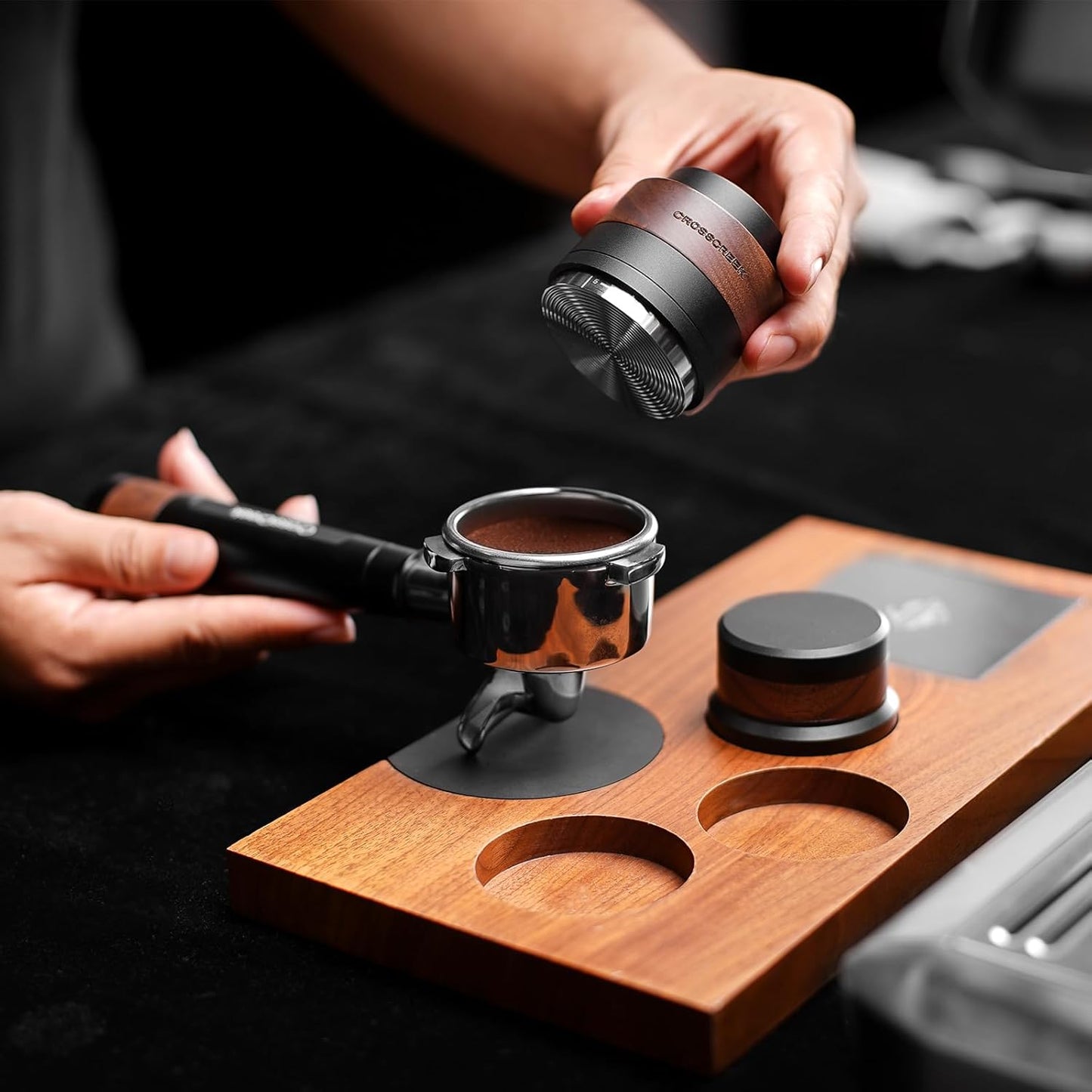 54mm Espresso Double Spouts Portafilter with 3 Ear | Stainless Steel Basket and Black Aluminum Alloy Handle | Fits 54mm Breville/Sage Barista Espresso Machine | Espresso Accessories