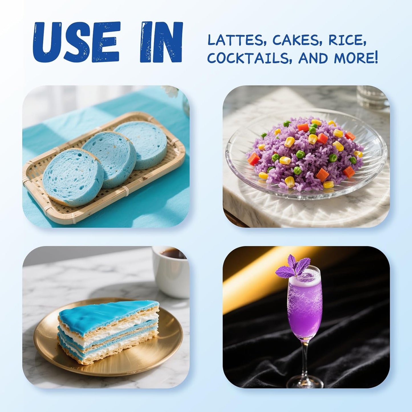 Nutrabloom Butterfly Pea Flower Powder 4 Ounce, Non-GMO Vegan Food Coloring Caffeine-Free Health Benefits Herbal Tea Powder for Cocktail, Smoothies, Drink, Baking