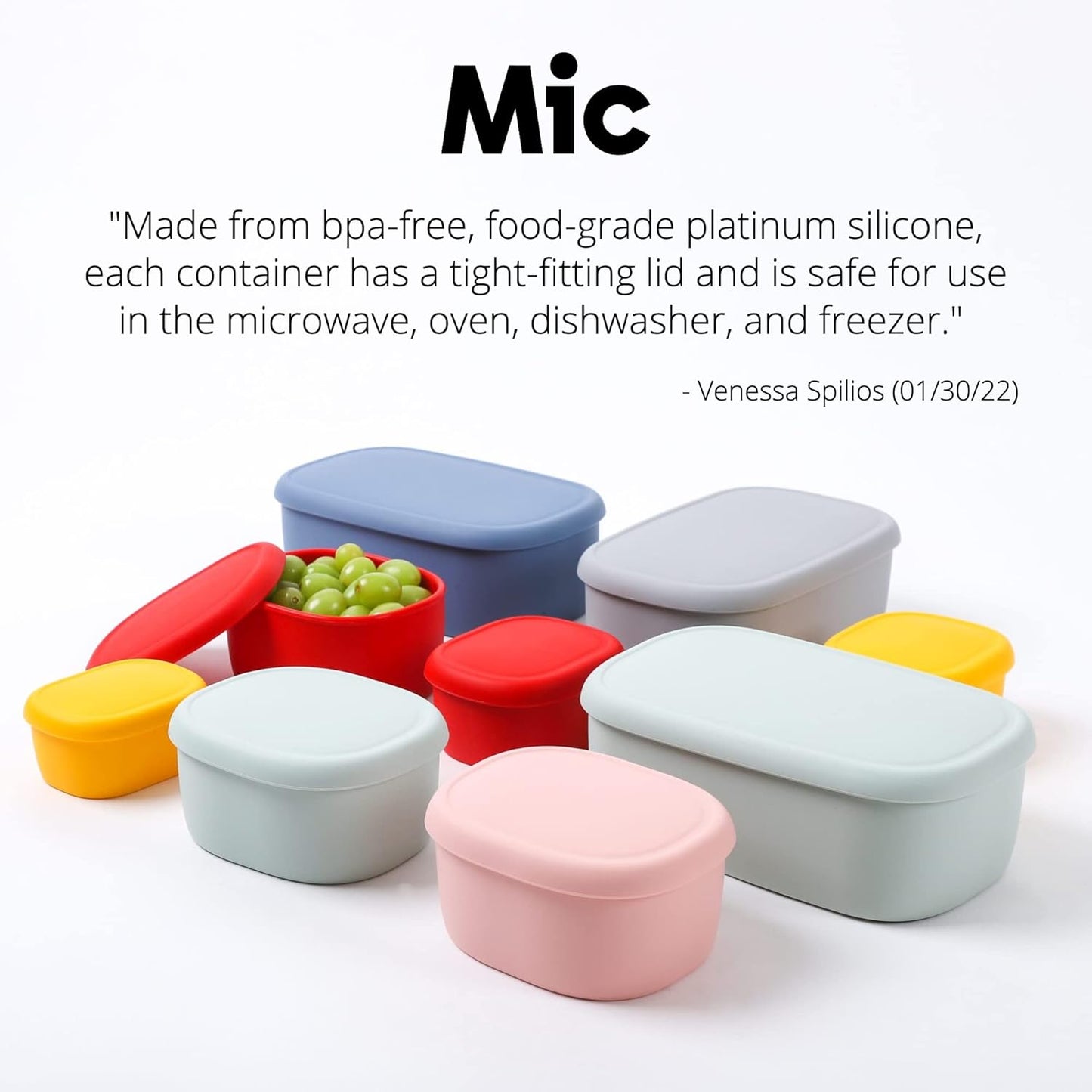 BLUE GINKGO Nesting Silicone Containers - Set of 3 Hard-Shell Silicone Food Storage Containers | BPA Free, Airtight, Dishwasher and Freezer Safe (6.7oz, 10oz, 20oz) - Pink