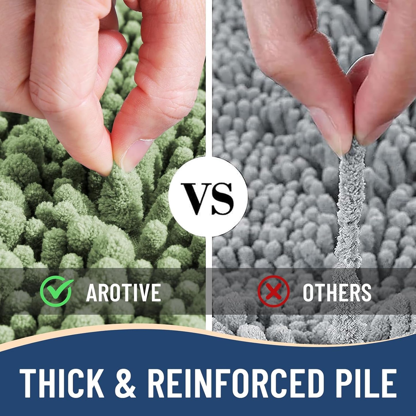 Arotive Luxury Chenille Bathroom Rug Mat, Extra Soft Thick Absorbent Shaggy Bath Rugs, Non-Slip Machine Wash Dry, Plush Bath Mats for Bathroom, Shower and Tub, 36x24, Sage Green