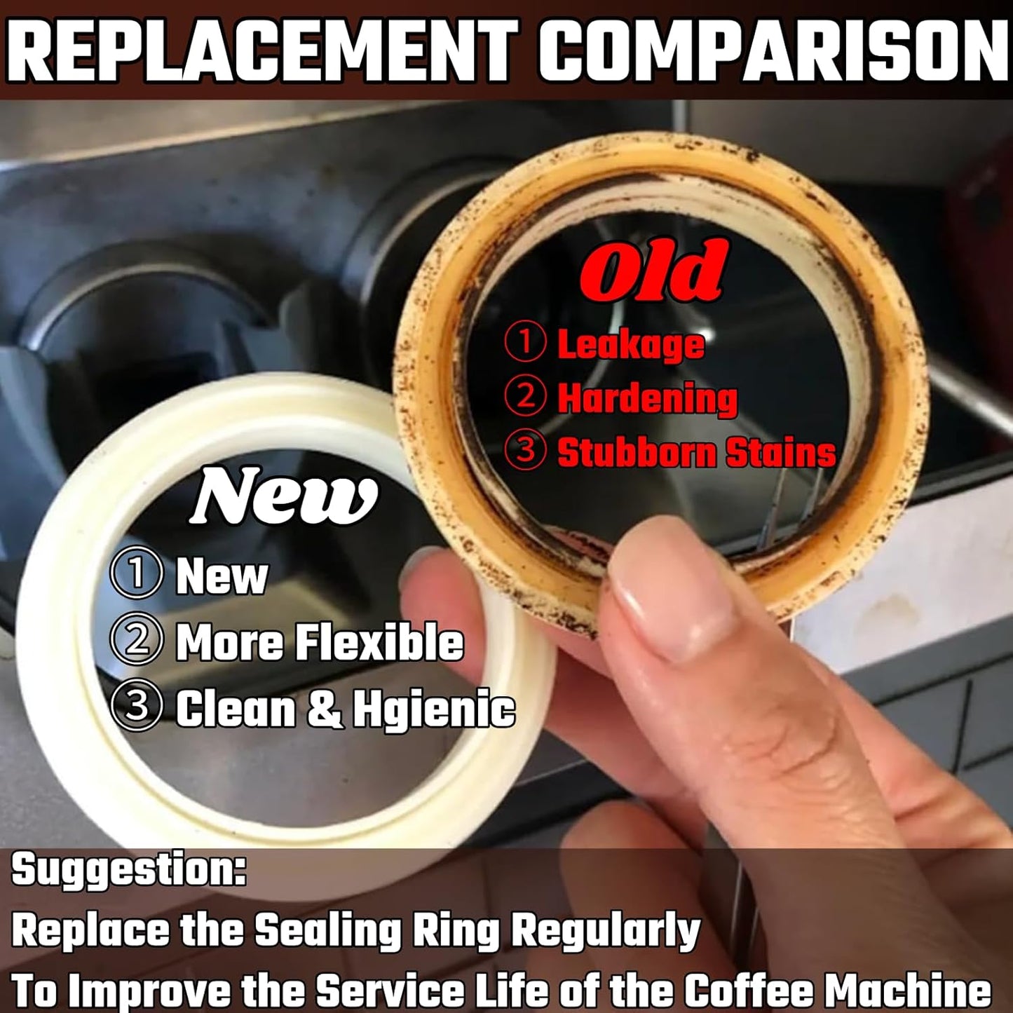 54MM Silicone Steam Ring 2PCS,Brevilles Gasket Replacement for Breville Espresso Machine Parts Breville Espresso Machine Accessories 878/870/860/840/810/500/450 and Sage 500/870/875/880/810/878