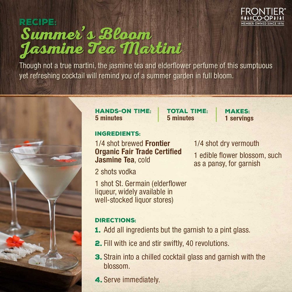 Frontier Co-op Organic Fair Trade Jasmine Green Tea, 1-Pound Bulk, Delicate Loose Leaf Green Tea, Floral, Dry & Medium Bodied