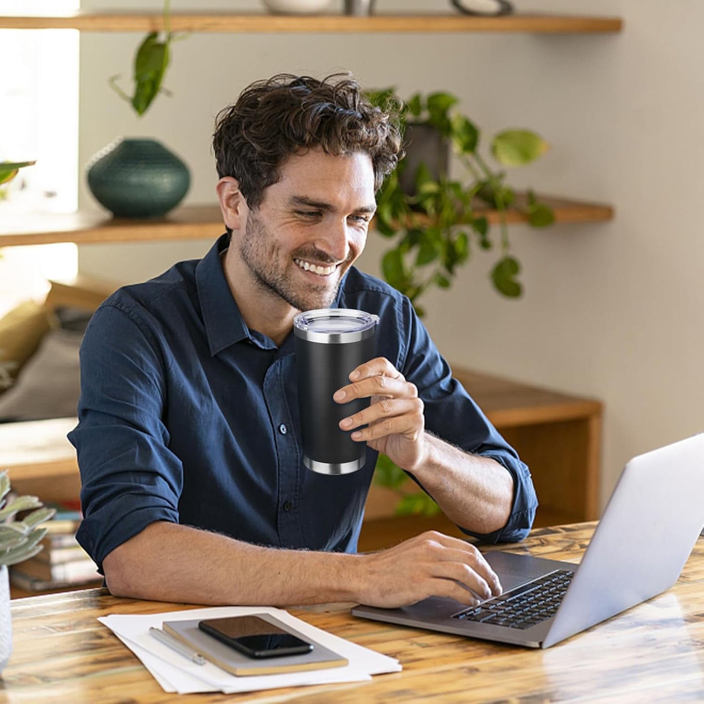 StarSpeed 20oz Tumbler Bulk with Lid, Stainless Steel Insulated Tumblers Double Wall Vacuum Insulated Travel Mug, Powder Coated Coffee Cups for Hot and Cold Drinks(Black,1)