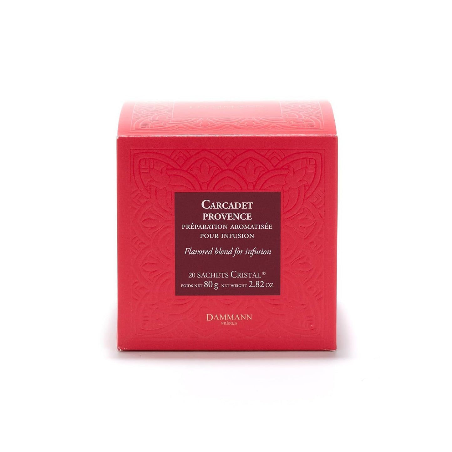 Dammann Freres Satchets, Carcadet Provence Tea Bags, Premium Gourmet French Herbal Tea, Blend Hibiscus, Apricot, Peach Flavors, 20 Count (Single Pack)