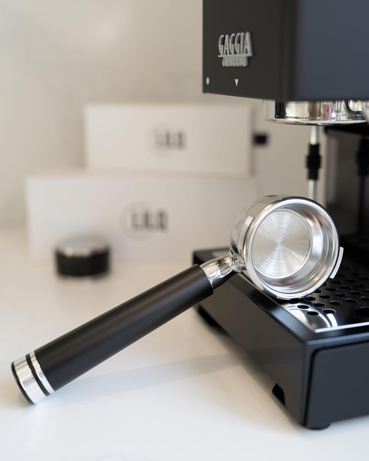 LILQ 58mm Bottomless Naked 2 Ears Portafilter Compatible with Gaggia Machines– Includes 18–20g Basket (Aluminum Flat, 58mm For Gaggia)