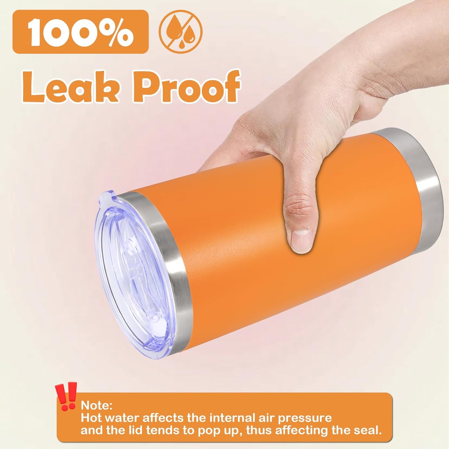 20oz Tumbler Bulk Stainless Steel Tumbler Cup with Lid Vacuum Insulated Double Wall Travel Mug, Durable Powder Coated Travel Coffee Tumbler Mug for Hot & Cold Drinks, Orange,12 Pack