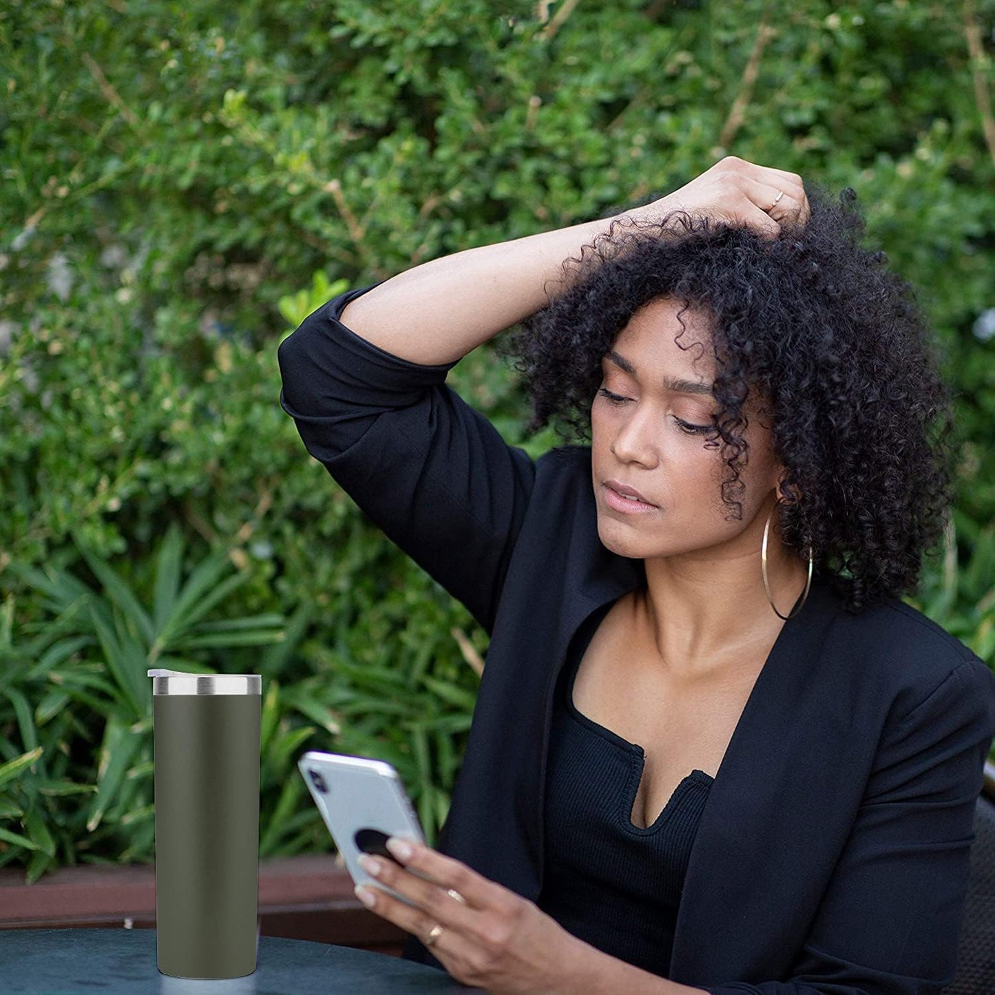 HASLE OUTFITTERS 20 oz Skinny Tumblers Bulk Set, Stainless Steel Insulated Slim Tumblers with Lids, Reusable Double Wall Travel Coffee Mugs, Durable Powder Coated Travel Water Cups(Army Green, 12)