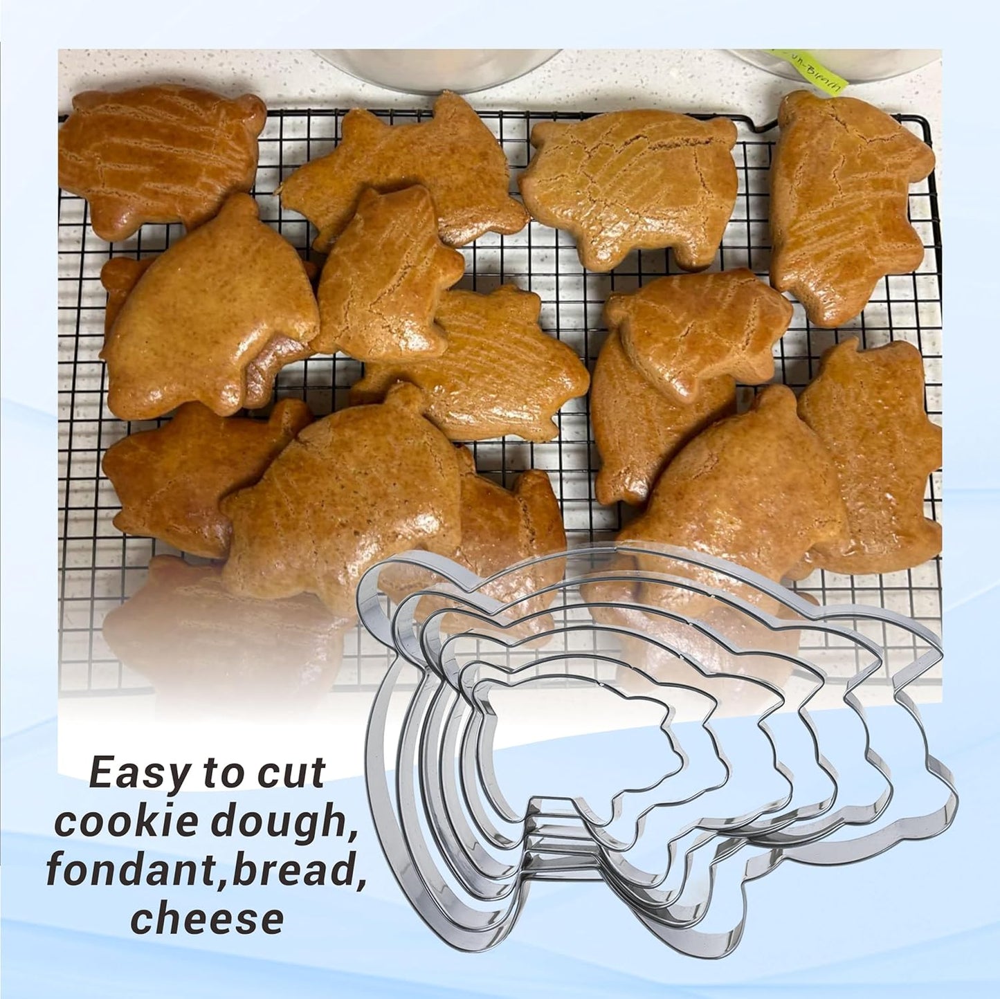 6PC Stainless Steel Pig Cookie Cutters Mexican - 5.5", 4.5", 4", 3.5", 2.5", 2.0",Perfect for Mexican Concha Bread - Concha Cutter and Concha Stamp,Baking Tools for Pig Shaped Pastry and Bread Making