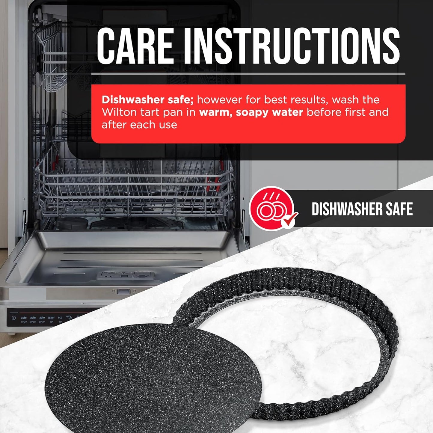 Tart Pan – Quick Release Removable Base, Non-Stick Fluted Edge, Durable Steel - Create Perfect Pies, Fruit Tarts, and Quiches with Ease