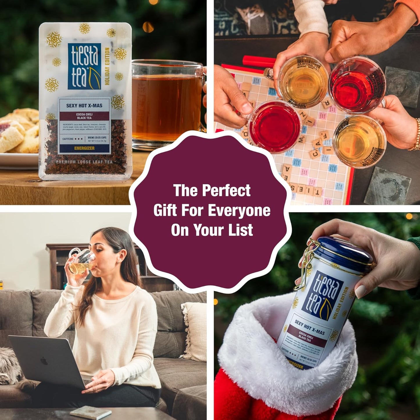 Tiesta Tea - Sexy Hot Christmas Tea, Loose Leaf, Cocoa Chili Black, Premium High Caffeinated Blend, Spicy Black, Make Hot or Iced, Brews Up to 25 Cups, 2 Ounce Resealable Bulk Pouch