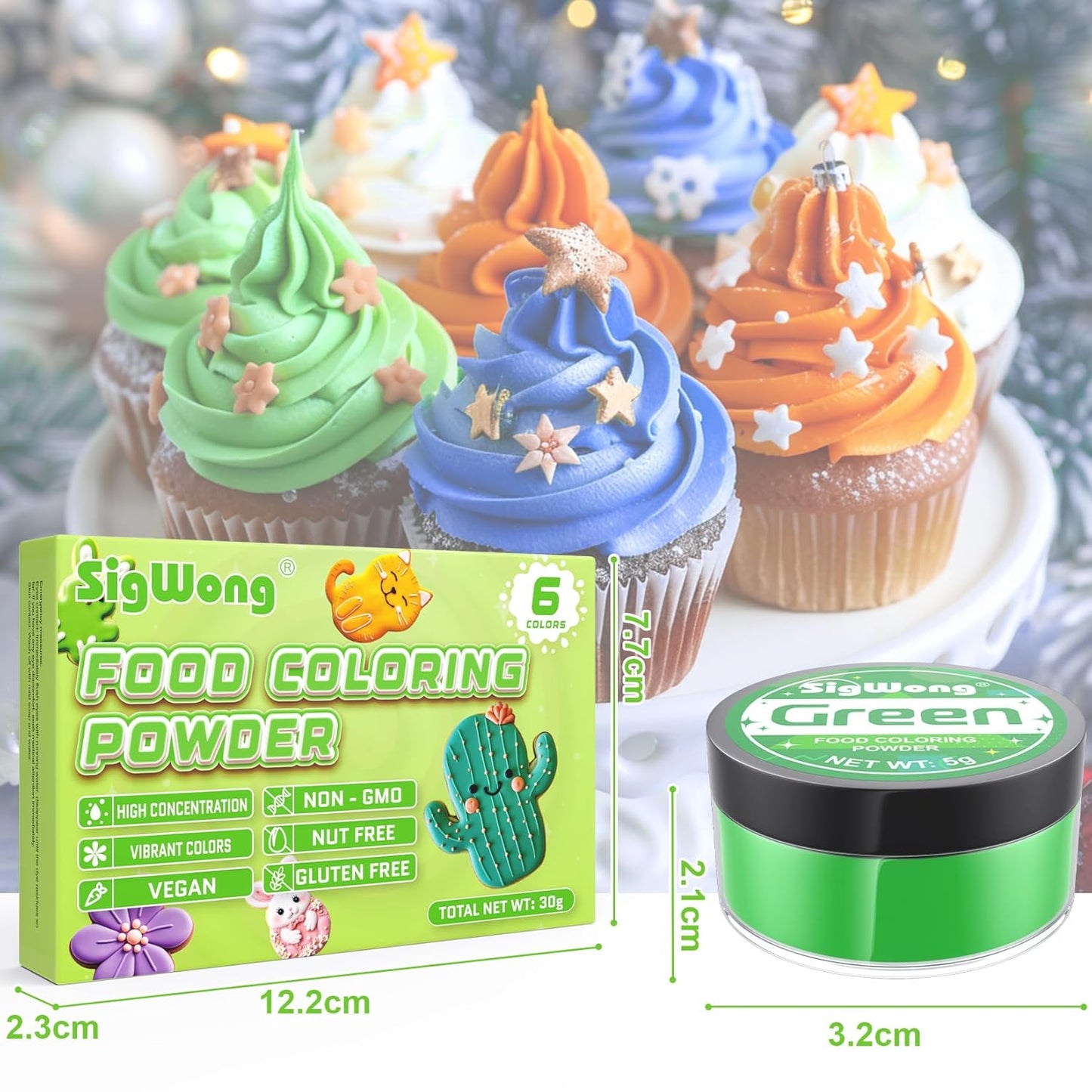 Food Coloring Powder - 6 Colors Vibrant Powdered Edible Food Coloring, Upgraded Food Grade Food Dye Powder for Baking, Cake Decorating, Cookies, Icing, Cooking, Slime Making Kit and DIY Crafts - 5g/Bottles