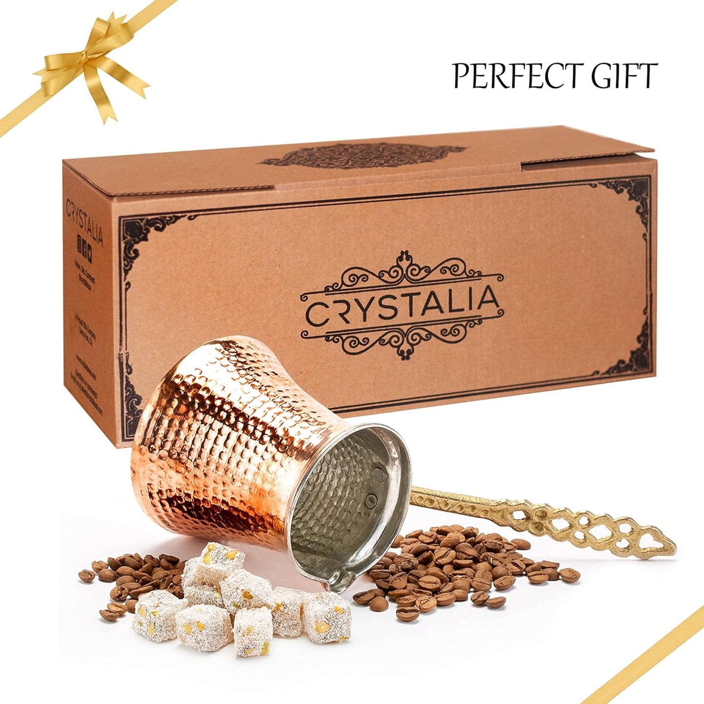 Volarium Turkish Coffee Pot, Greek Arabic Coffee Maker, Hammered Copper Coffee Cezve, Stove Top Coffee Maker (Small)