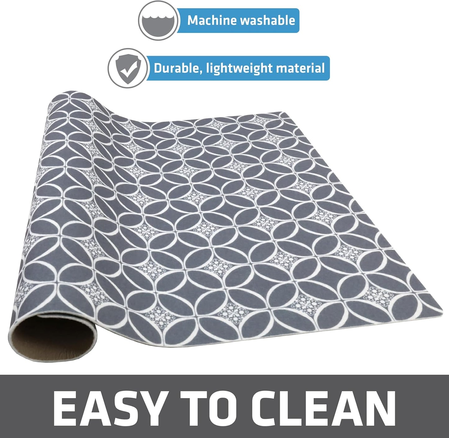 Drymate XL Dish Drying Mat, Oversized (19”x24”), Low-Profile, Super Absorbent, Quick Dry Fabric, Waterproof & Slip-Resistant, for Kitchen Counter, Trimmable, Easy to Clean (USA Made)(Indigo Grey)