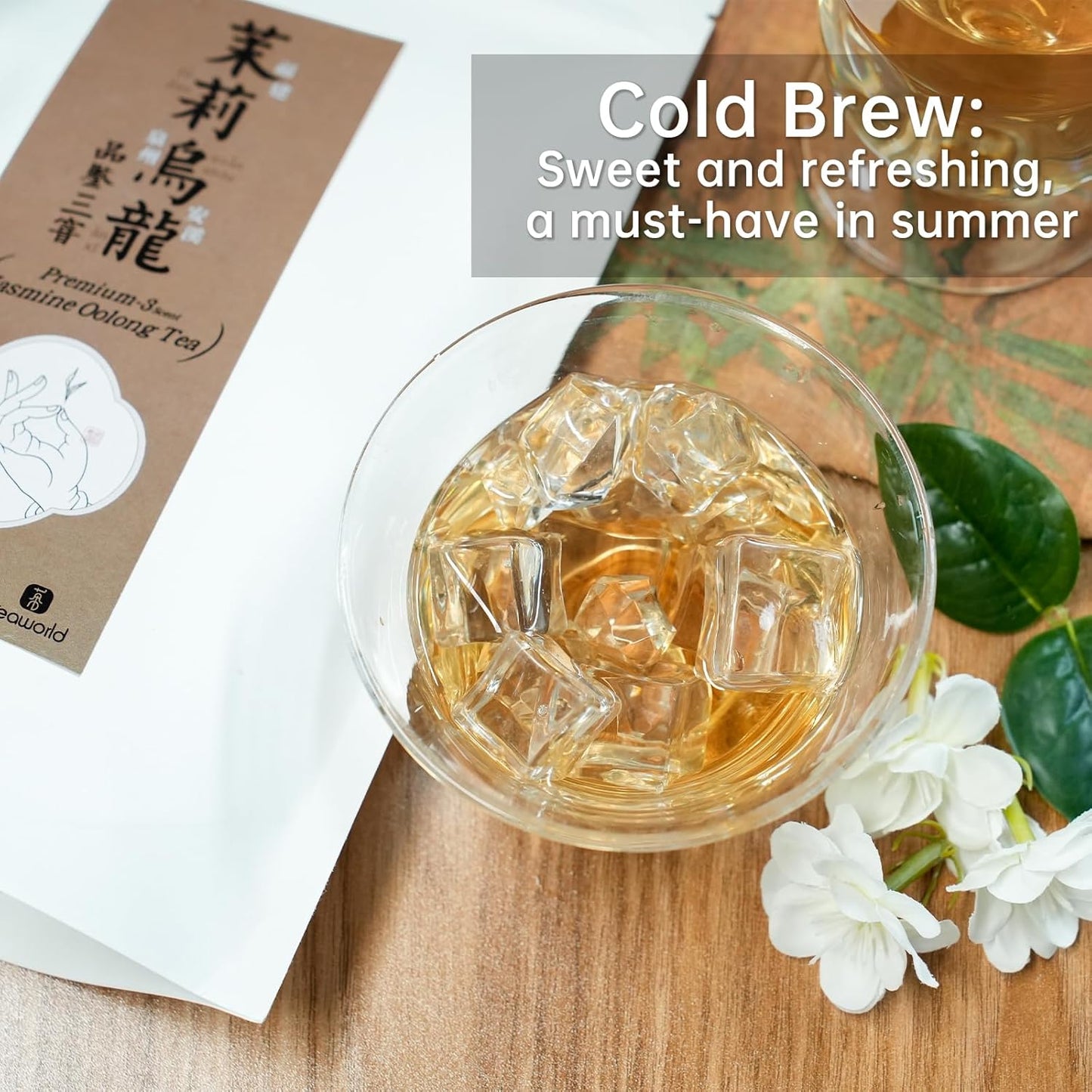 iTeaworld Jasmine Oolong Loose Leaf Tea, Fujian Anxi Tieguanyin Whole Leaf, Natural Jasmine Aroma, No Sugar & Additives, Hot & Cold Brew, Sealed Bag, 3.52oz