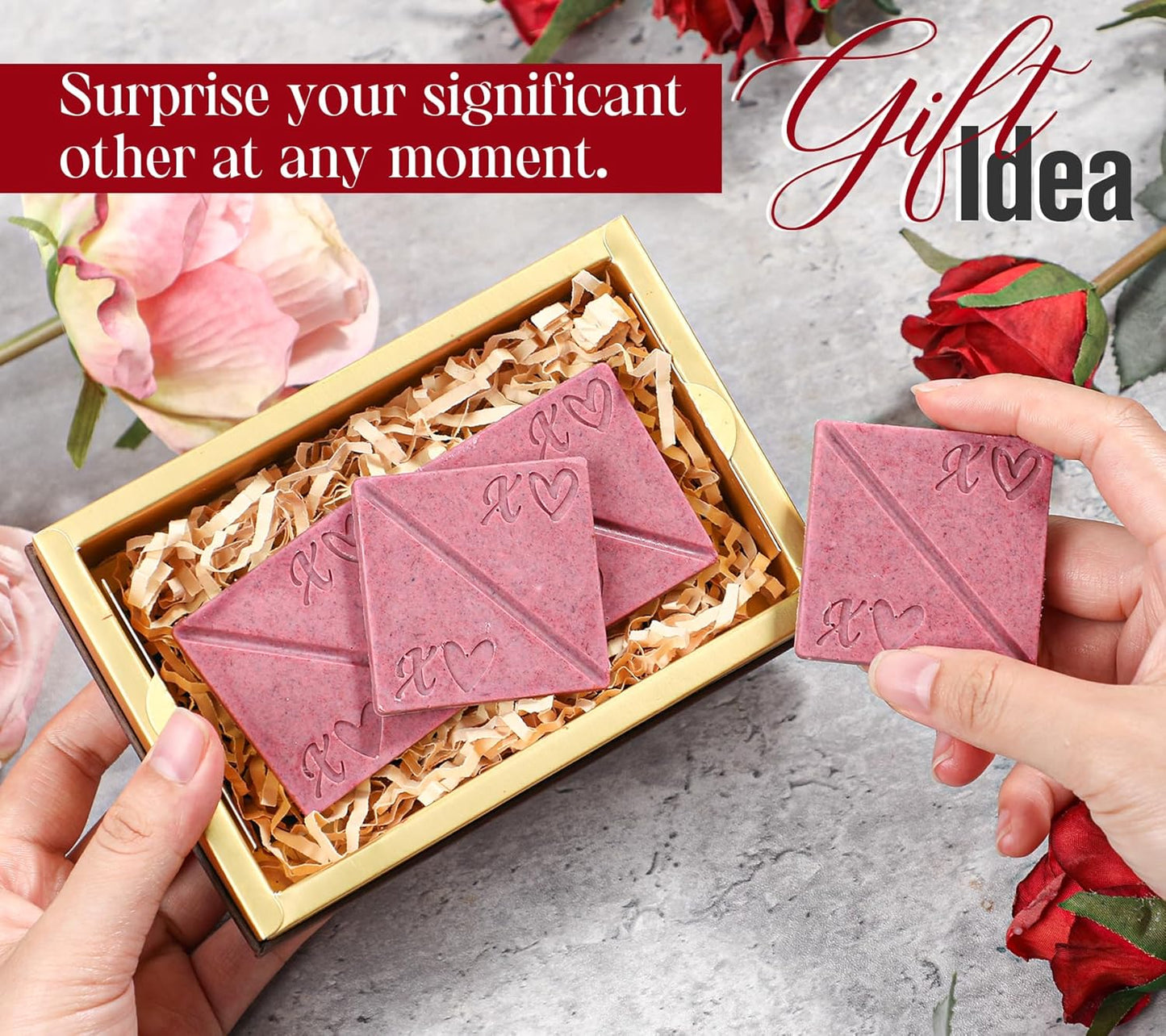 Webake Square Break-Apart Chocolate Mold, 2 Pack Silicone Conversation Chocolate Molds, Romantic Couples Chocolate Mold