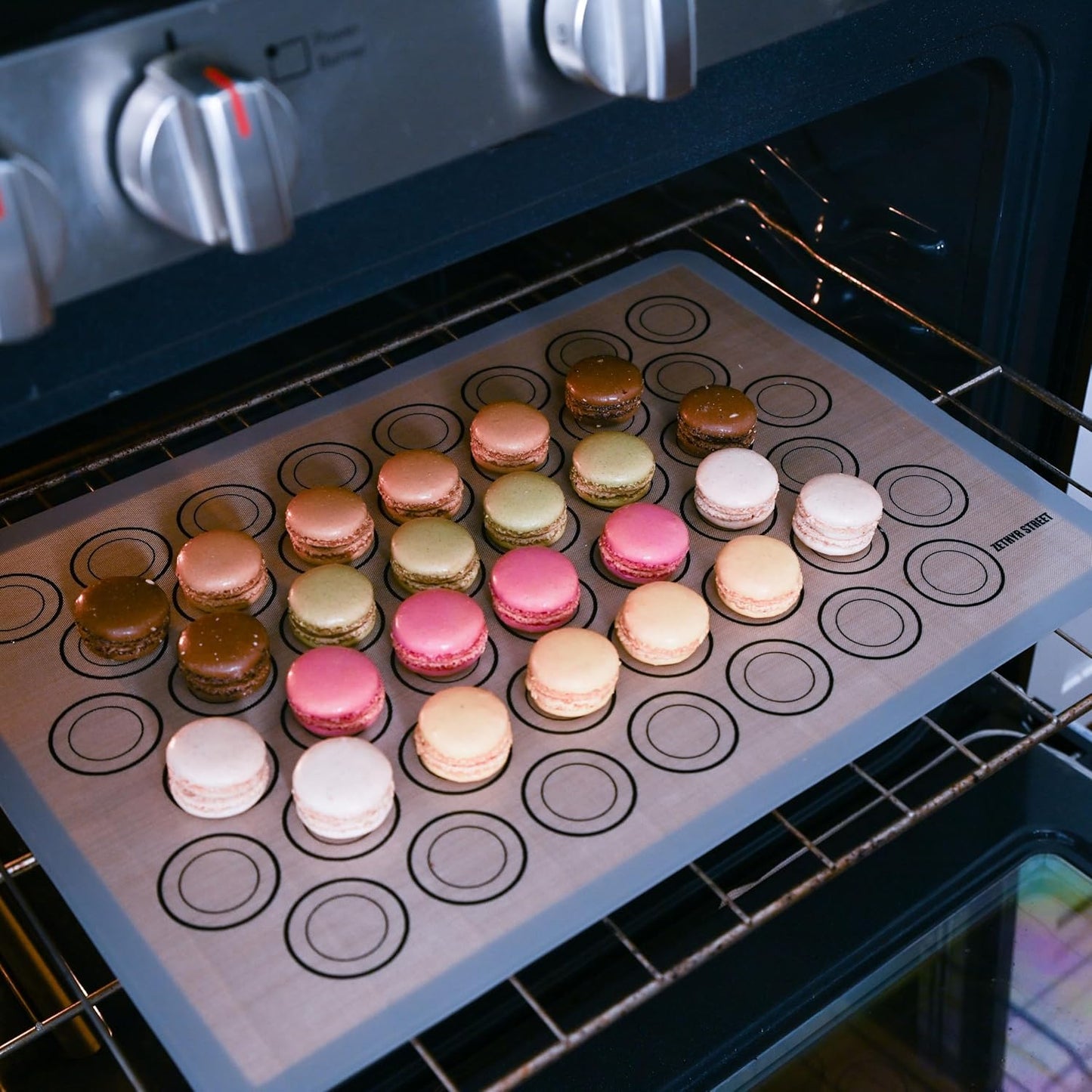 Macaron Silicone Baking Mats - Non-Stick Macaron Mat for Easy Baking | Heat Resistant & Dishwasher Safe Macaron Baking Mat | Reusable & Eco-Friendly, 3/4 Sheet Size - Pack of 3 - For Macarons And More