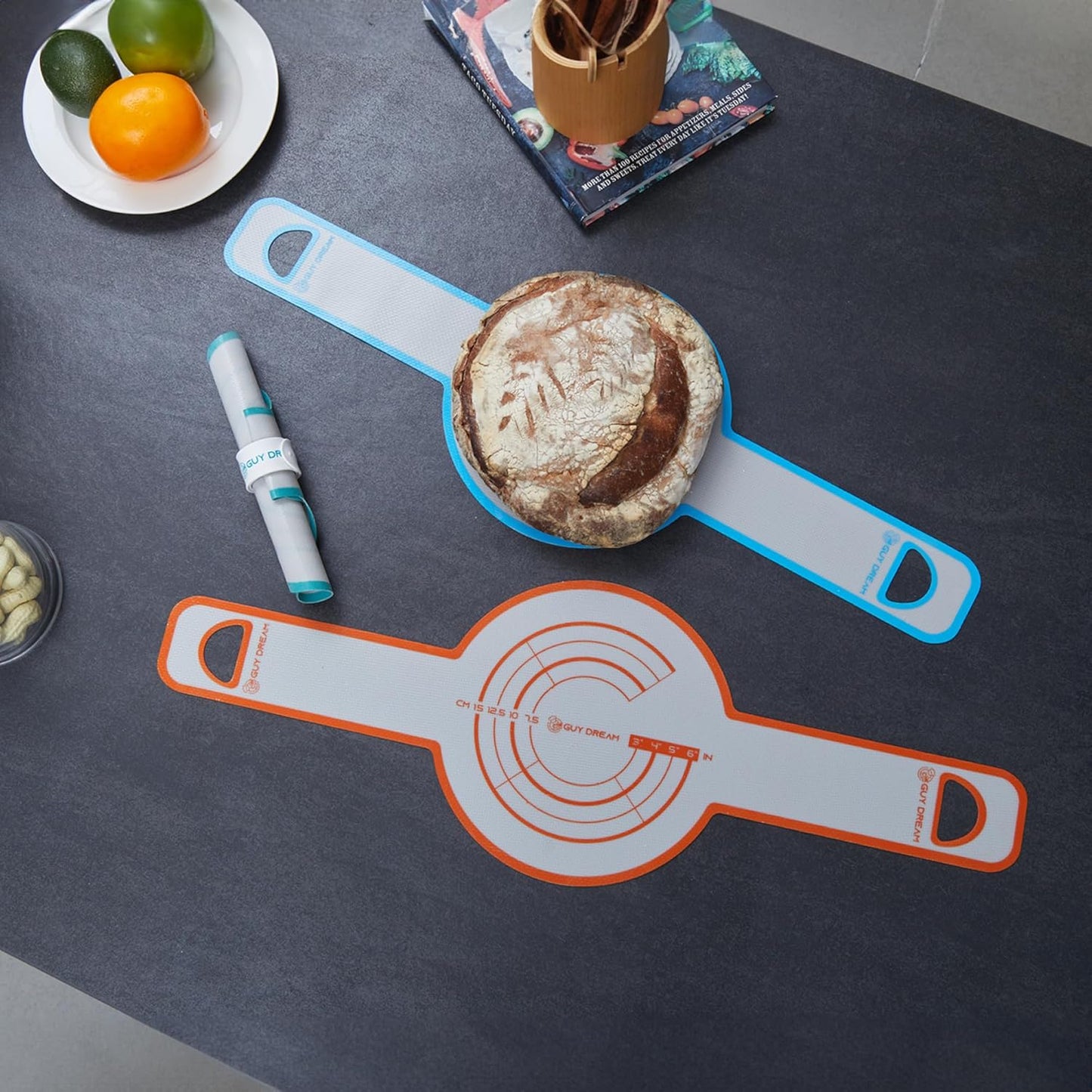 GUYDREMAT Dutch Oven Bread Baking Sling - Heat Resistant, Non-Stick Silicone Mat for Lifting Artisan Loaves, Food-Grade, Reusable Bread Tool, Fits 3-7 Quart Cookware, Easy to Clean