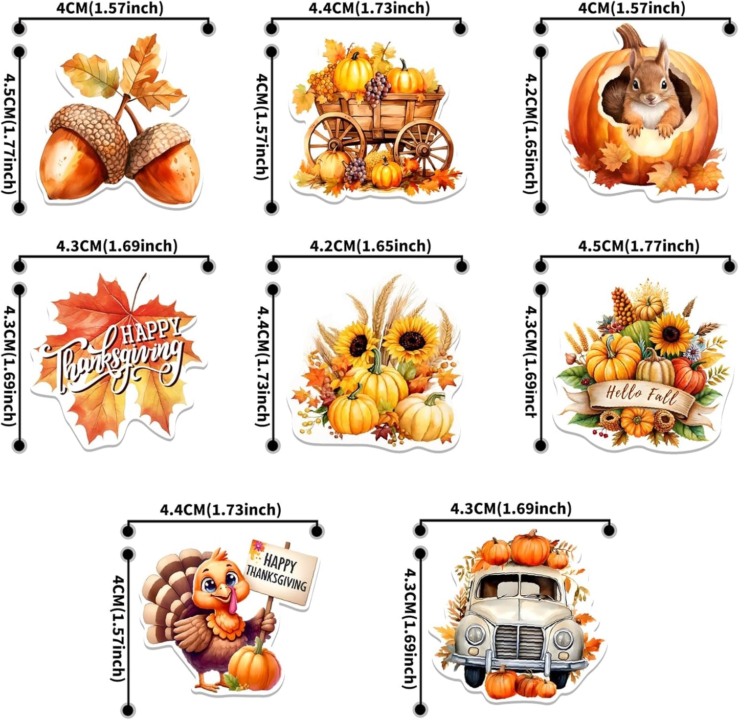 40 PCS Edible Wafer Paper Turkey Pumpkin Fall Theme Cake Picks Autumn Decorations for Thanksgiving Party
