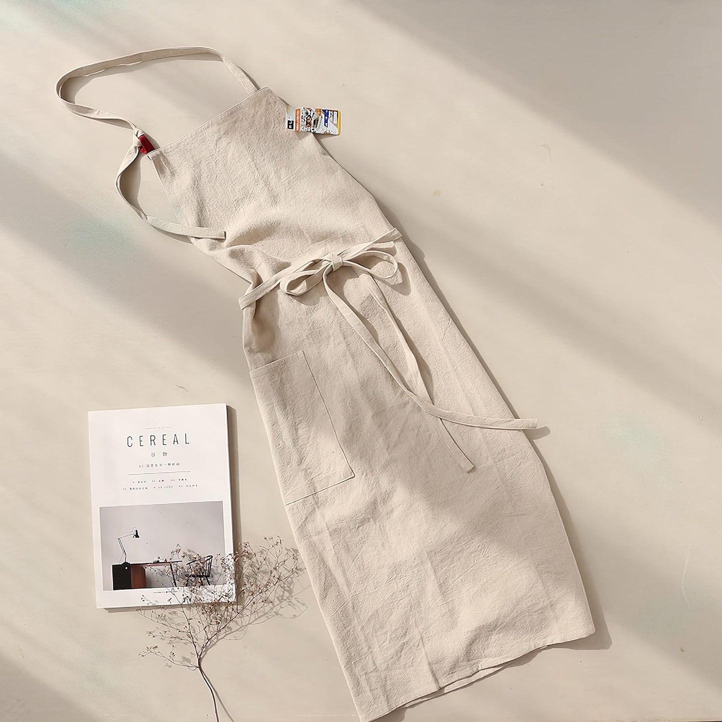 HANEE Kitchen Apron for Women & Men (9 Colors) Linen Cooking Aprons with pocket