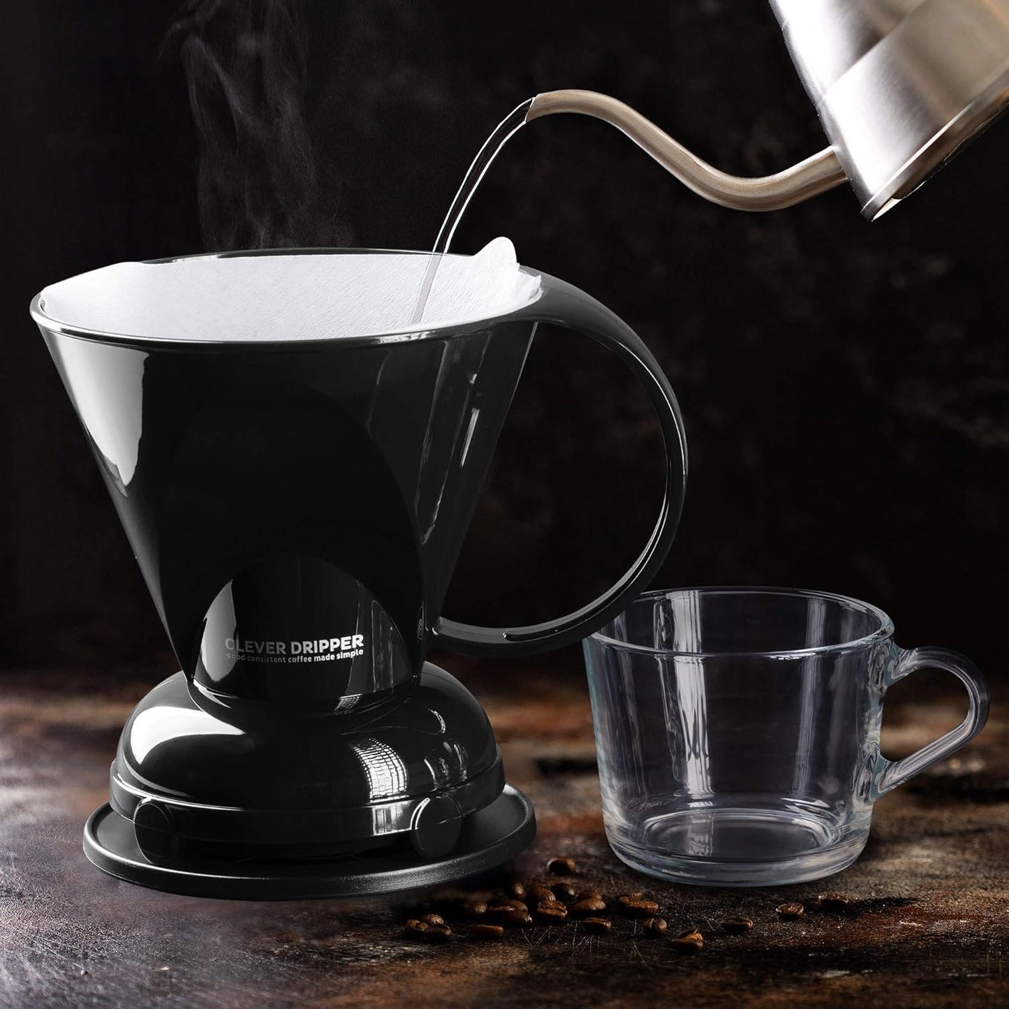 Clever Coffee Dripper and Filters, Large 18 oz (Black)| Barista's Choice| Safe BPA Free Plastic|Includes 100 Filters