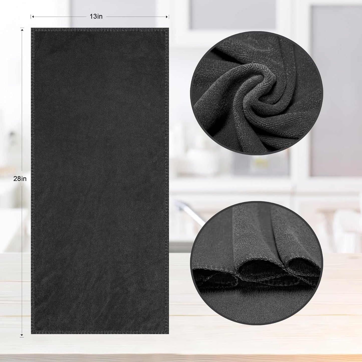 kimteny 13x28 Inches Kitchen Cloth Dish Towels, 400 GSM Premium Dishcloths, Super Absorbent Coral Velvet Microfiber Cleaning Cloths, Fast Drying Rags for Washing Dishes (6 Pack, Dark Grey)