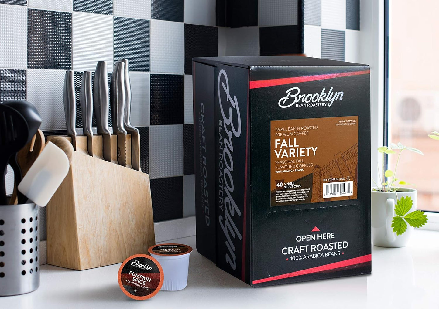 Brooklyn Beans Roastery Coffee Pods, Fall Flavored Variety Pack Sampler (Pumpkin, Maple, Vanilla) - Compatible with Keurig K Cup Brewers Including 2.0 Machines, 40 Count