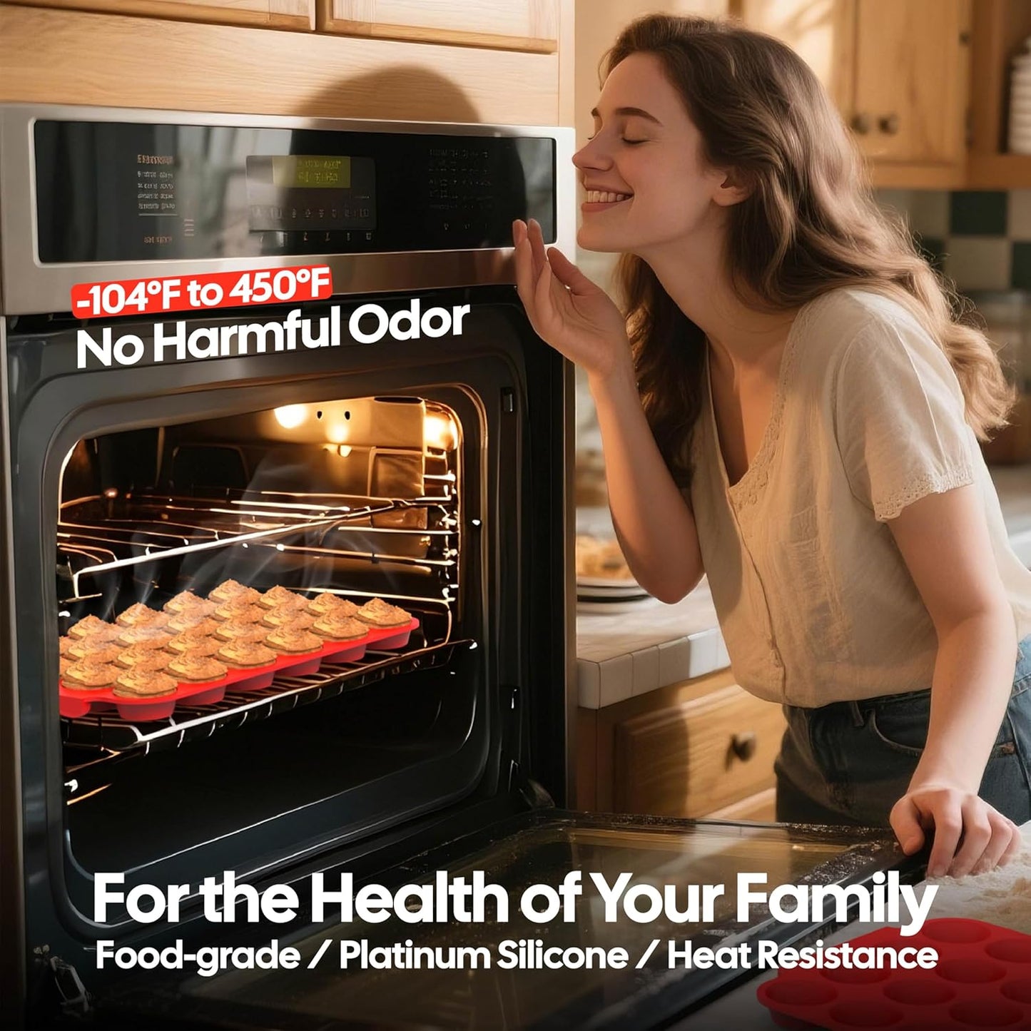 Silicone Muffin Pan for Baking - Nonstick Cupcake Pan,Mini 24 Cups Easy Release & Clean, Dishwasher Safe Muffin Tray for Homemade Muffins, Cupcakes.