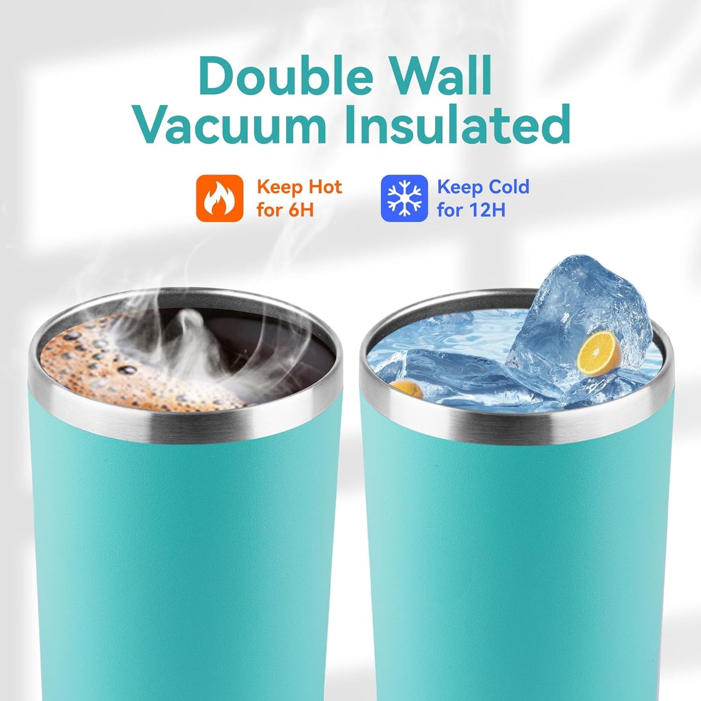 HASLE OUTFITTERS 12oz Skinny Tumbler Bulk, Slim Tumblers Set with Lid, Double Wall Stainless Steel Insulated Travel Coffee Mug, Durable Powder Coated Travel Water Cup(Mint Green, 12)