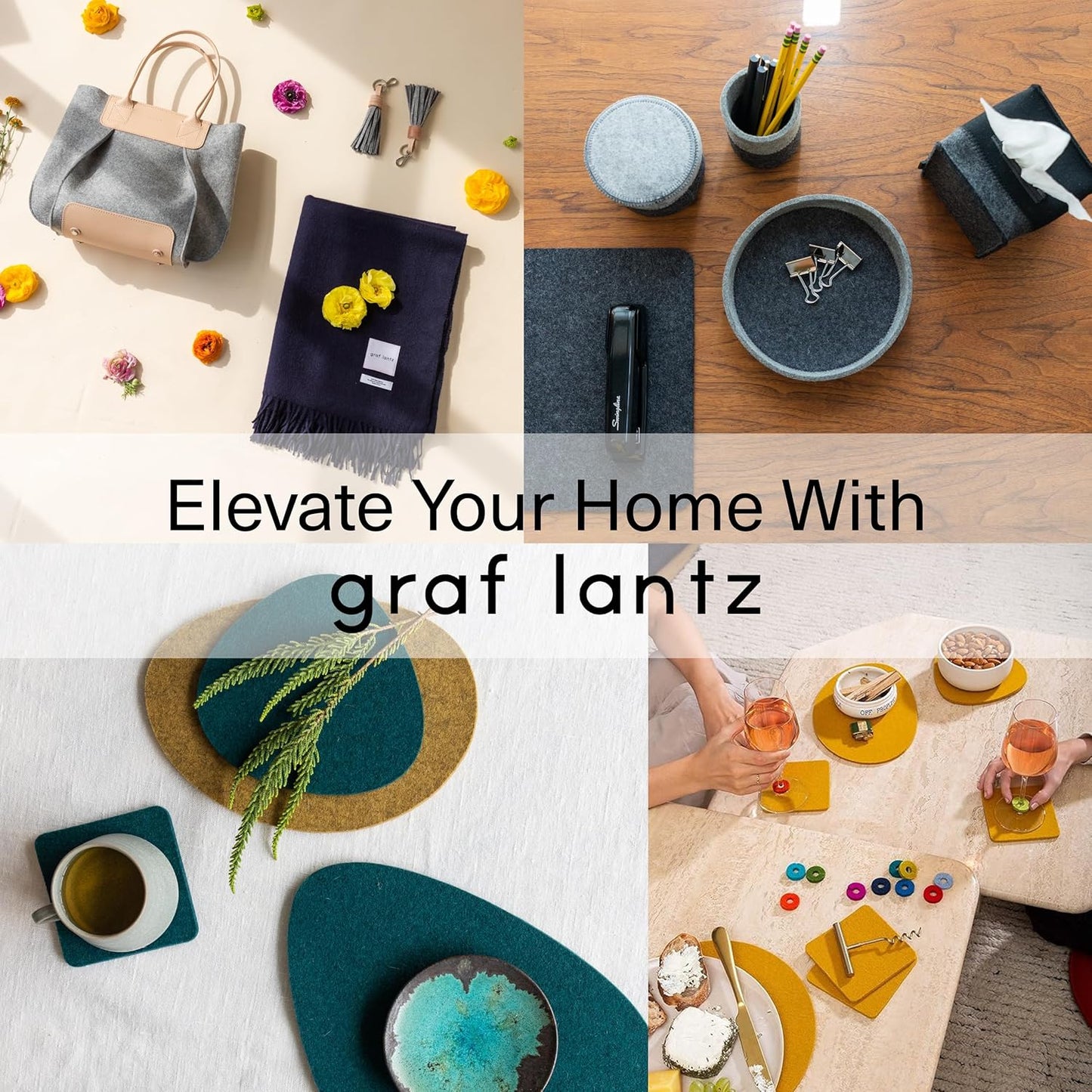 Graf Lantz - Bierfilzl Merino Wool Round Coasters Set of 4 - Turmeric (4" Circles) - Absorbs 30% of Weight - German Wool - Heat Resistant, Sustainable, & Reusable - Home Decor & Coffee Table Decor