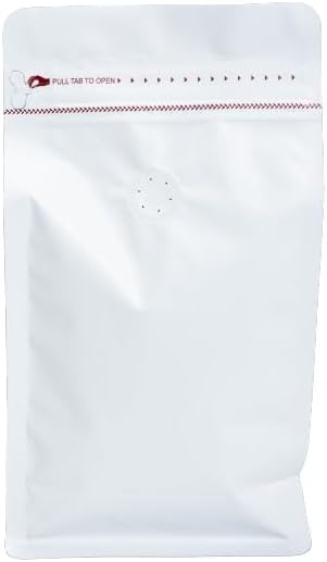 Premium Coffee Bags with Valve (100 pcs, 12 oz) Standing Coffee Beans Storage Bags, Reusable Heat Sealable Side Zipper Pouches, Eco-Friendly Packaging, Perfect for Home and Office - White