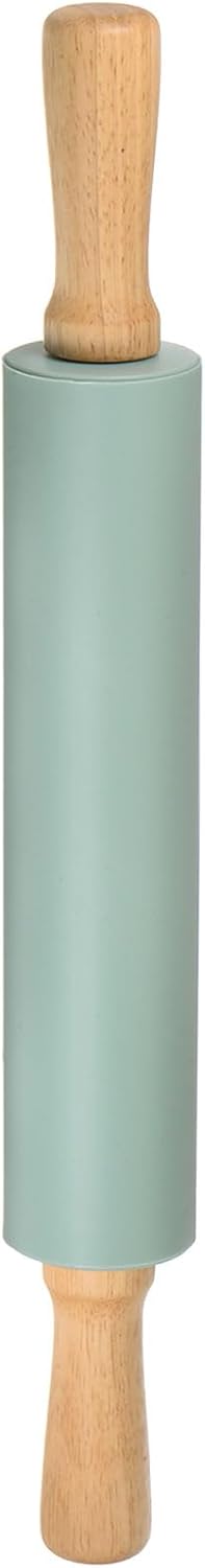 HARFINGTON Silicone Rolling Pins for Baking 17 Inch Wooden Handle Non Stick Rolling Pin Small Roller Playdough Rolling Pins for Dough Pizza Pastry Fondant Kitchen, Dark Green