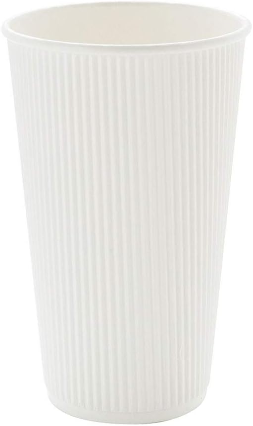 Restaurantware 16 Ounce Ripple Wall Disposable Coffee Cups, 500 Insulated White Paper Tumblers with Rolled Rim Design, Lids Sold Separately for Hot Drinks like Tea, Hot Chocolate and More