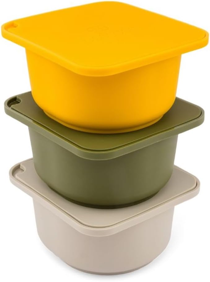Babadoh Pizza Making Accessories | Pizza Dough Proofing Containers with Lids | Set of 3 | Multi Yellow (1 Dough, 1 Olive, 1 Yellow) | Original Size (make 12" Pizzas)