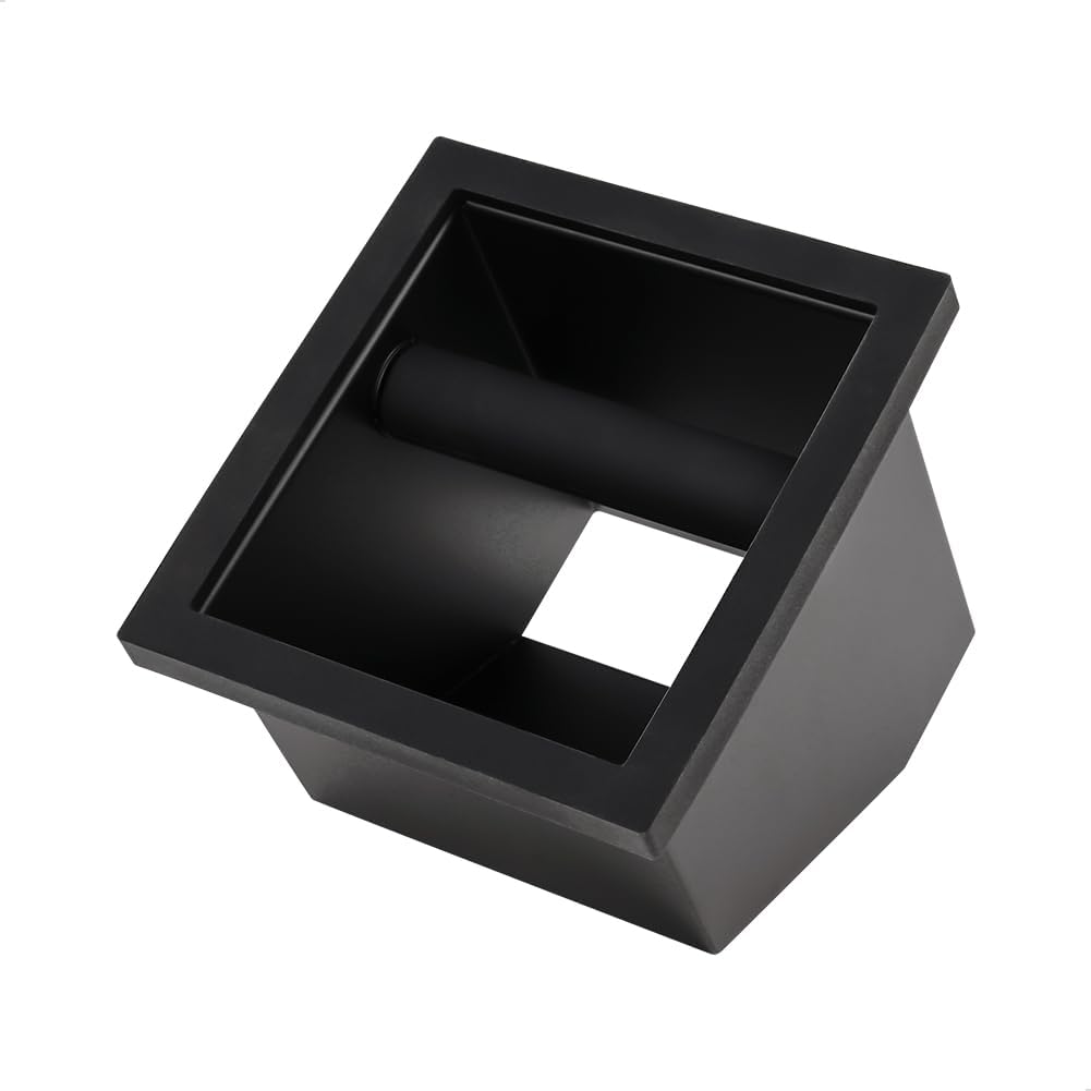 watchget Espresso Grounds Knock Box, Bottomless Chute with Removable Bar, Stainless Steel & Silicone Construction, Built-in Desktop Waste Collector for Home & Café