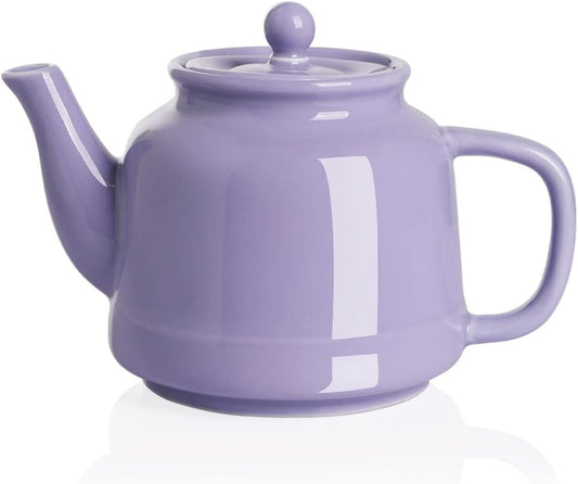Sweejar 35 oz Porcelain Tea Pot, Teapot with Removable 18/8 Stainless Steel Infuser, Microwave & Dishwasher Safe Tea Maker, Tea Infuser Pots for Blooming loose Leaf Tea,Chrismas Women Gift(Purple)