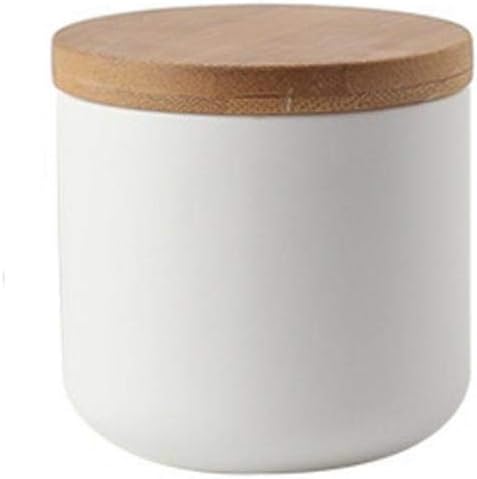 MilkyWay Ceramic Food Storage Jar Canister Modern Design Food Canisters with Airtight Seal Bamboo Lid,Loose Tea Coffee Spice Nuts Snacks Seasonings Storage Jar Canister Caddy (White 7.03oz/200ml)